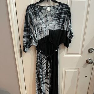 Faux wrap tie dye maxi dress